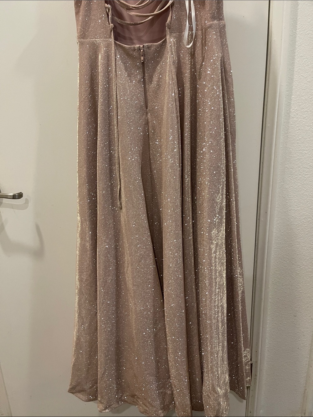 Windsor Sparkling Blush Pink V-Neck Prom Gown - Picture 7 of 8